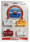 Model Power 3,500-Gallon Tanks - 1 Each: Pure Water Supply Co., Shell Gas, Tank Car & Firestone, HO Scale