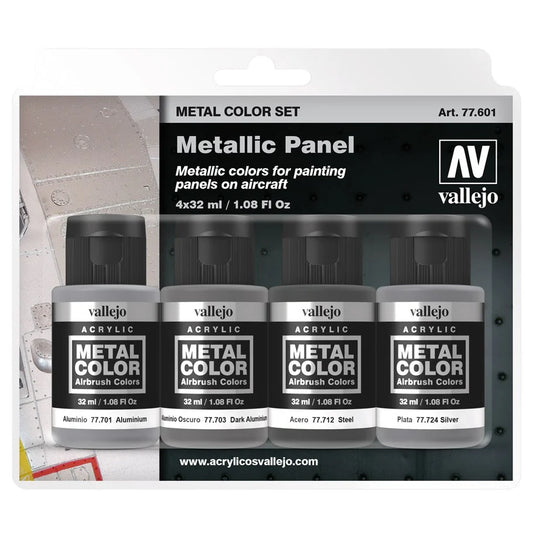 Vallejo Metallic Panel Aircraft Metal Colors Paints (Set of 4)