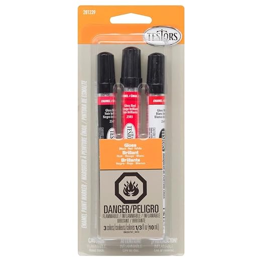 Testors Enamel Paint Marker Set, White/Black/Red