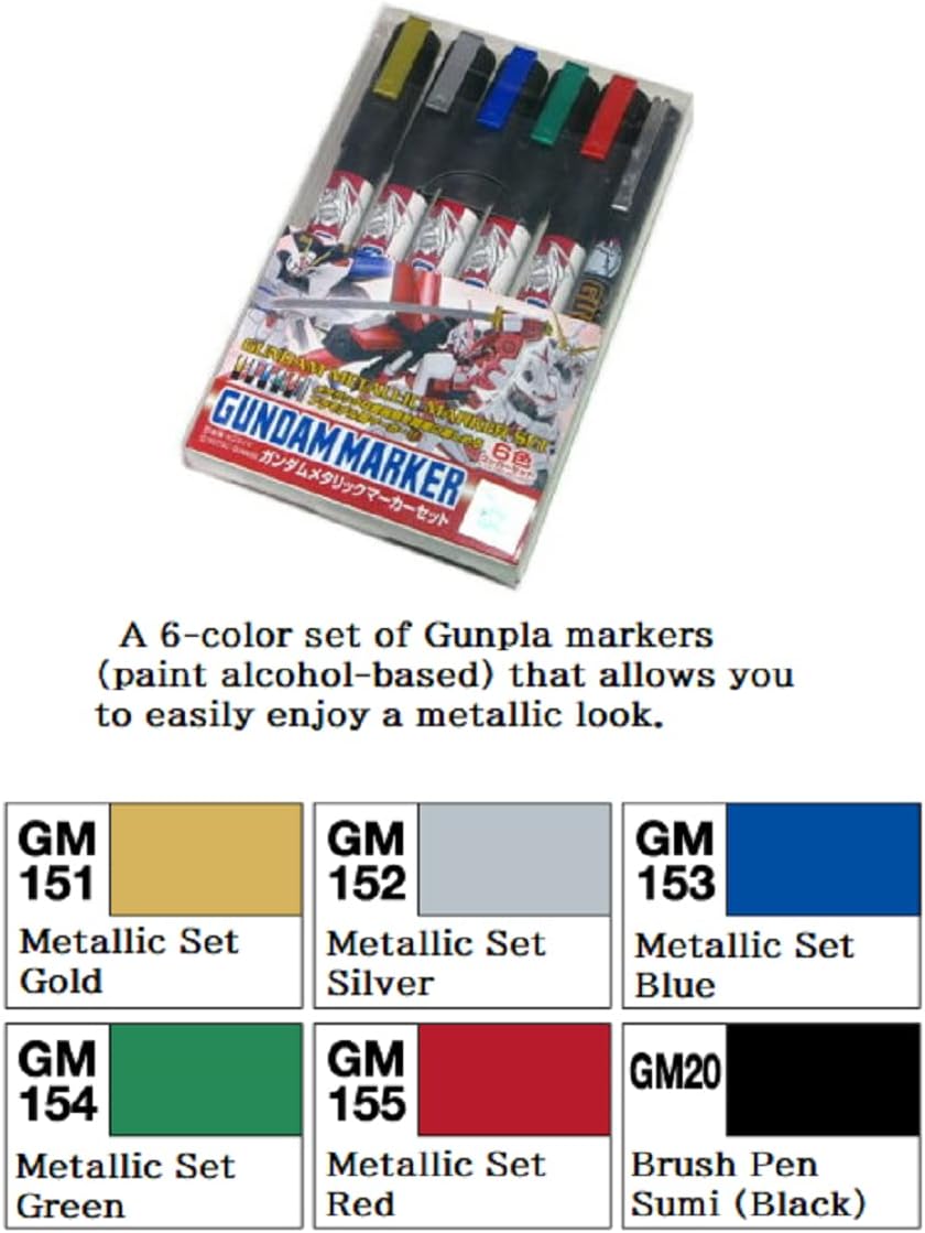 Mr. Hobby Gundam Marker Metallic Set 6 Colors