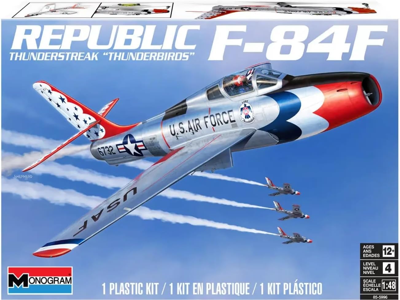 Revell F-84F Thunderstreak Aircraft US Air Force Thunderbirds Monogram Series 1/48 Scale Model Kit