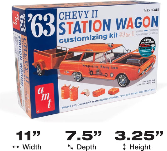 AMT 1963 Chevy II Station Wagon w/Trailer 1:25 Scale Model Kit