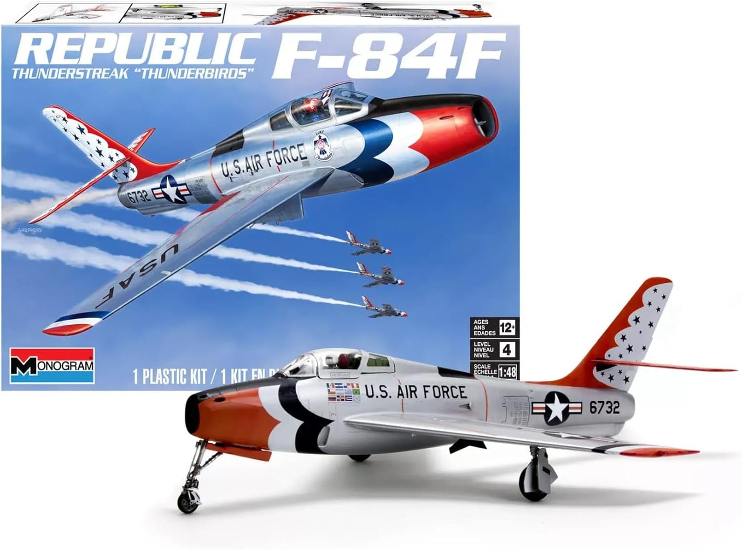 Revell F-84F Thunderstreak Aircraft US Air Force Thunderbirds Monogram Series 1/48 Scale Model Kit