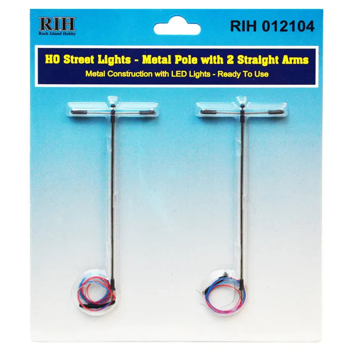 Rock Island Hobby HO Scale Metal Poles 2 Straight Arms