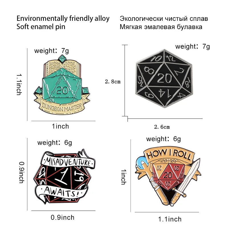 DND Dice Metal Enamel Pin