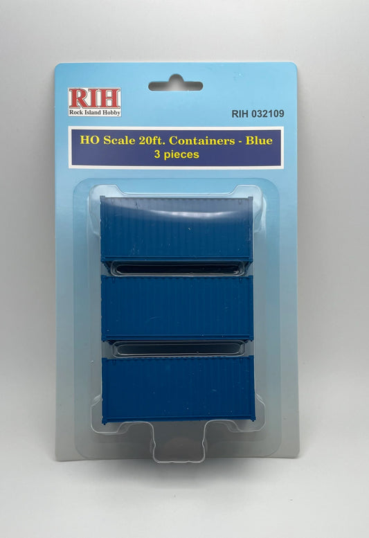 Rock Island Hobby  HO Scale Containers 20ft Dark Blue