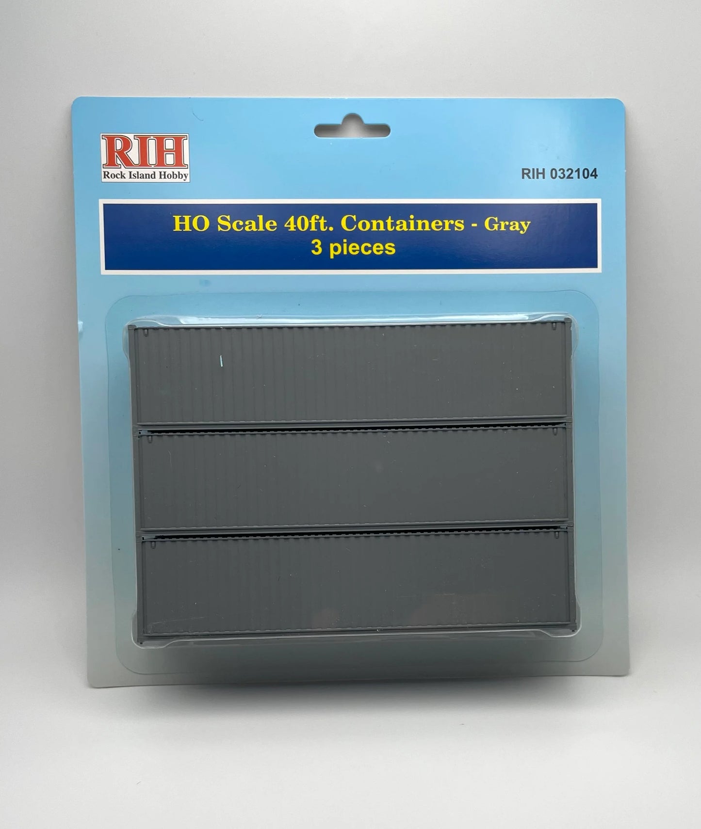 Rock Island Hobby  HO Scale 40ft Containers Gray