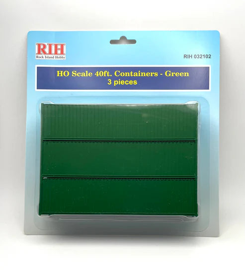 Rock Island Hobby  HO Scale 40ft Containers - Green