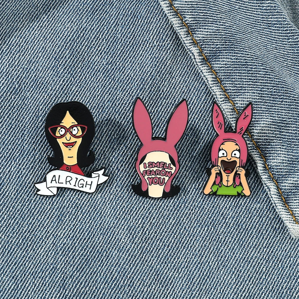 Bobs Burgers Hard Enamel Pins Burger Brooch  Cartoon Brooches for Backpack Pins Accessories