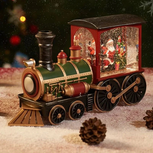 Santa Claus Snowman Christmas Gift Christmas Eve Music Box Train Music Box Crystal Ball Ornaments Table Decoration Xmas LED Lamp