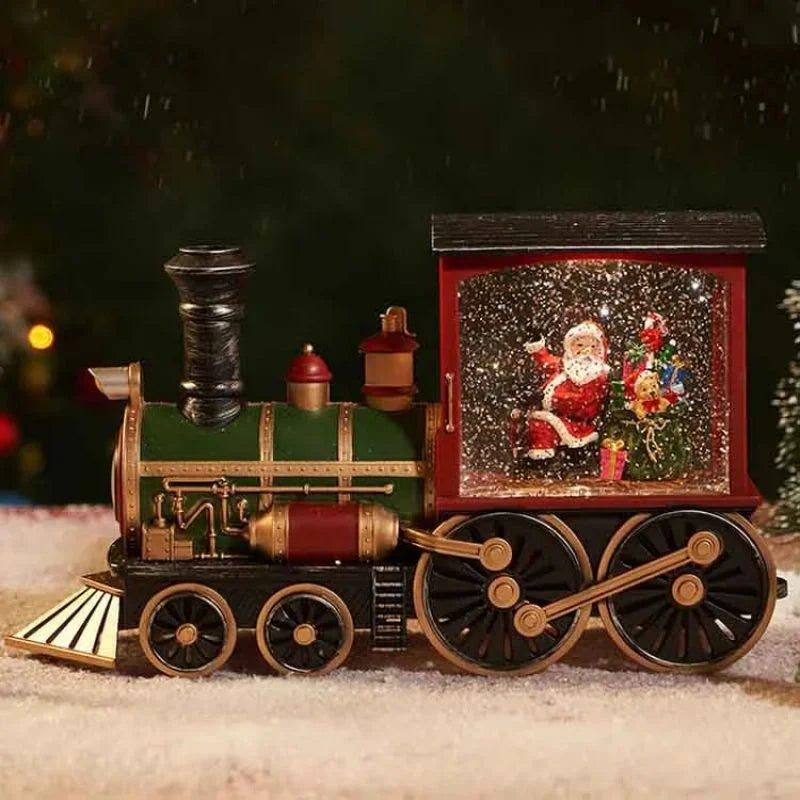 Santa Claus Snowman Christmas Gift Christmas Eve Music Box Train Music Box Crystal Ball Ornaments Table Decoration Xmas LED Lamp