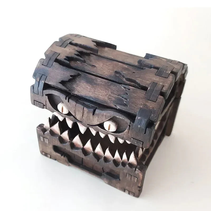 Dungeons & Dragons Wooden Mimic Figure Dnd Creative Monster Treasure Chest Figurine Box Halloween Toy Gift