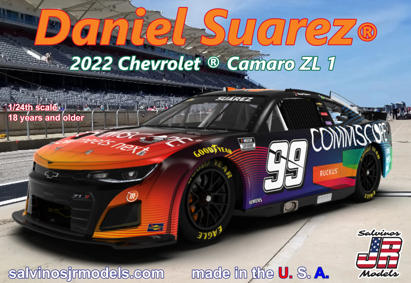 Salvinos Jr Trackhouse Racing Daniel Suarez 2022 NEXT GEN Primary Chevrolet Camaro