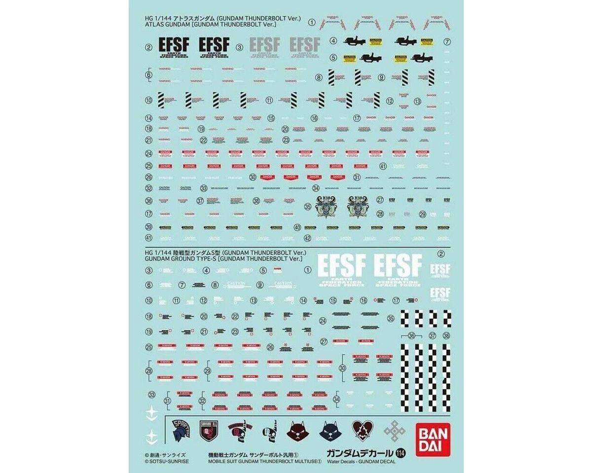 Bandai GD-114 Gundam Thunderbolt Multiuse Waterslide Decals