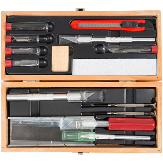 Excel Deluxe Knife and Tool Set in Wooden Chest