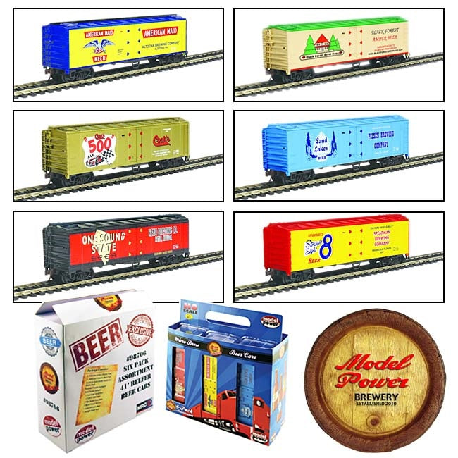 Model Power HO Refrigerator Beer Cars, 6 Pack Assortment