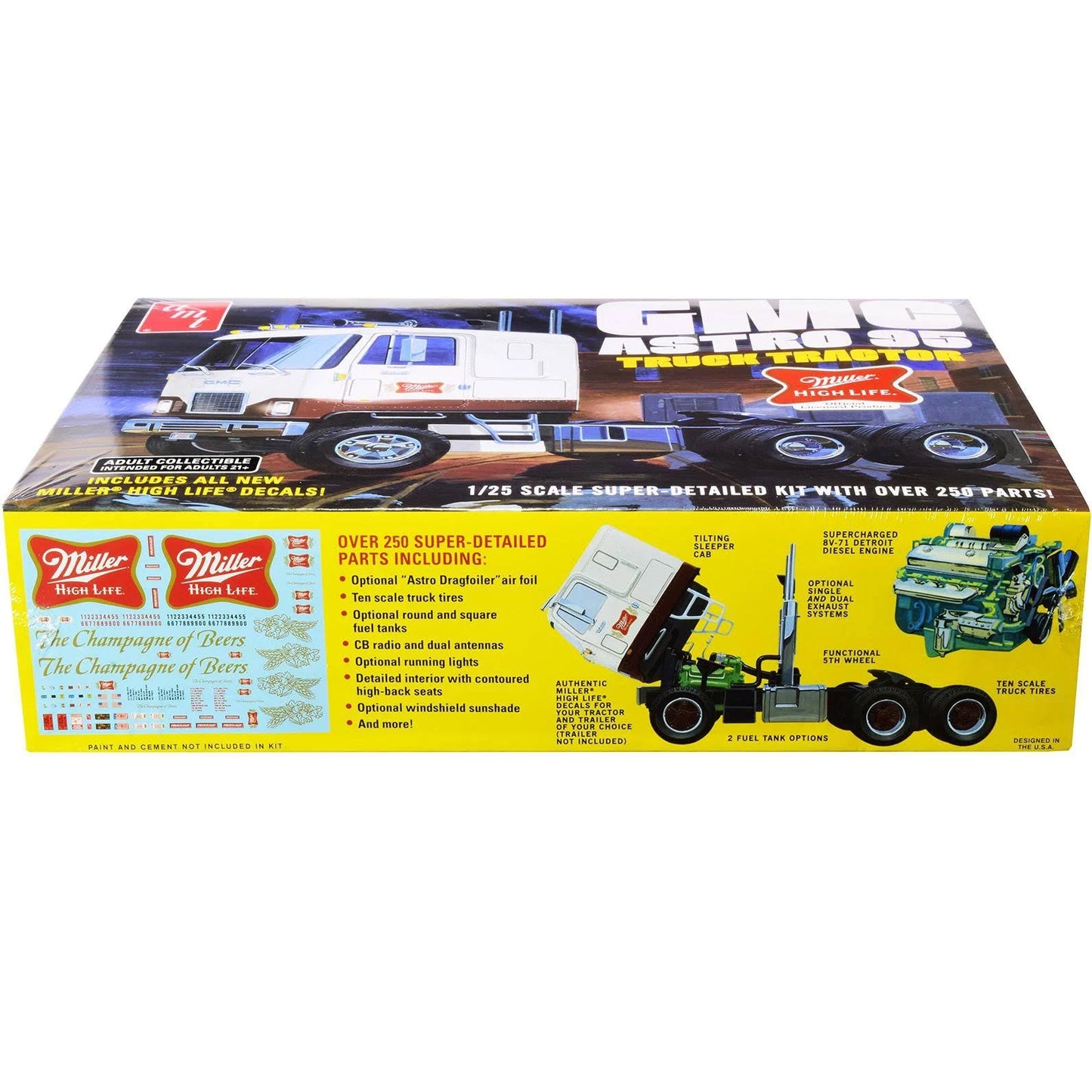 AMT 1/25 GMC Astro 95 Miller Beer Semi Tractor Model Kit