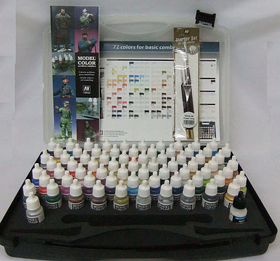 Vallejo Paint 70175 Basic Model Color Combo Set (72 Colors & Brushes)